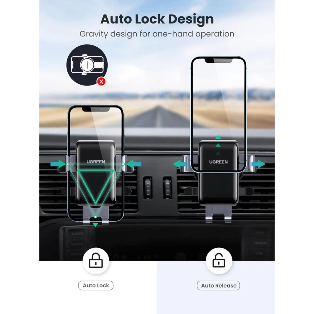 حامل هاتف Ugreen Car Phone Air Vate Gravity هاتف مناسب للتنفيس المستدير