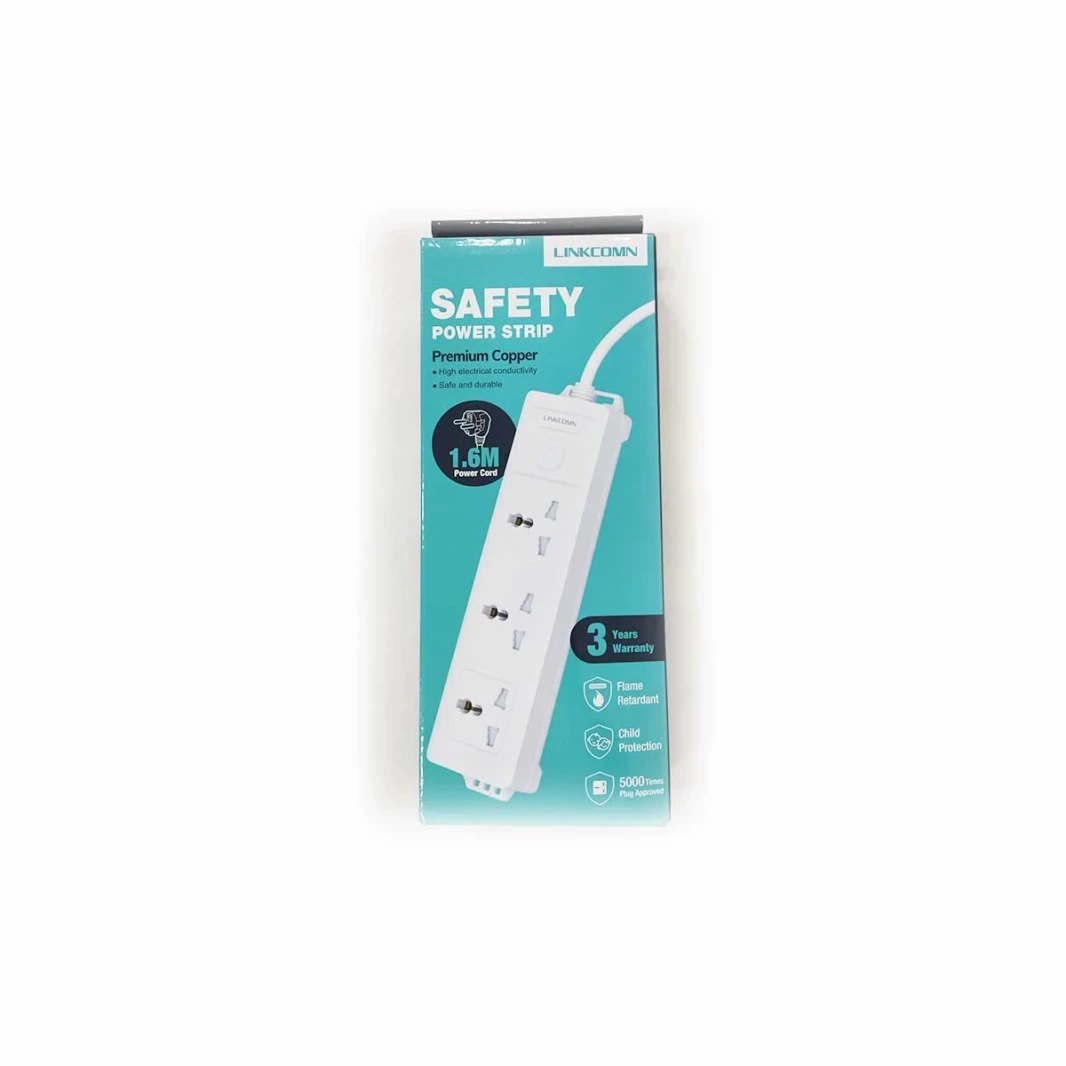 Linkcomn 3 Outlets Power Strip 1.6m