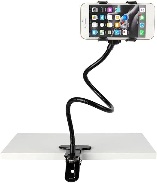FLEXIBLE METAL MOBILE HOLDER 360 DEGREE GOOSE NECK LONG ARM CLIP