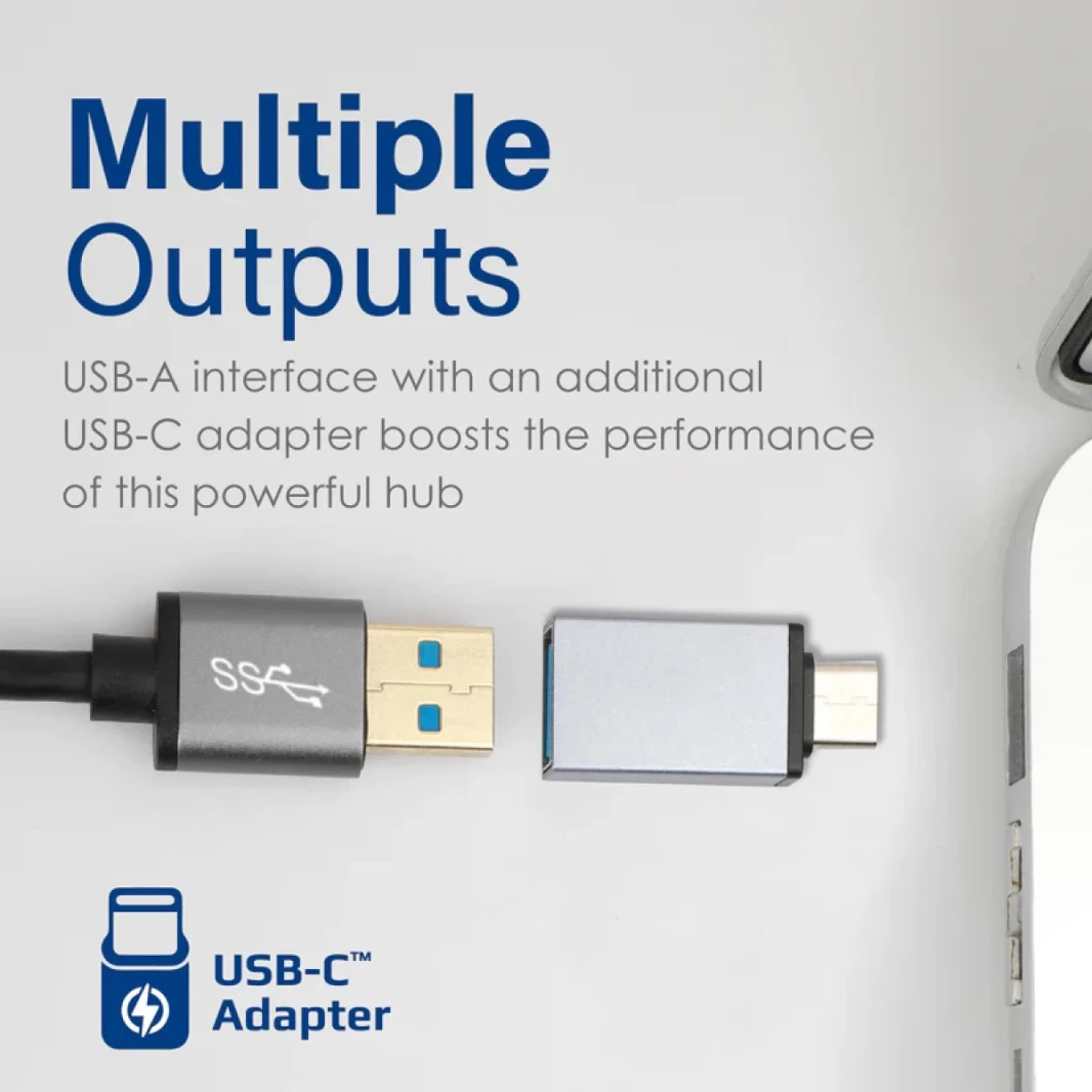 Promate EzHub-7 7 In 1 Aluminium Alloy Powered USB Hub 7 USB 3.0 Ports USB-C Adaptor 5Gbps Transfer Rate Data & Charge