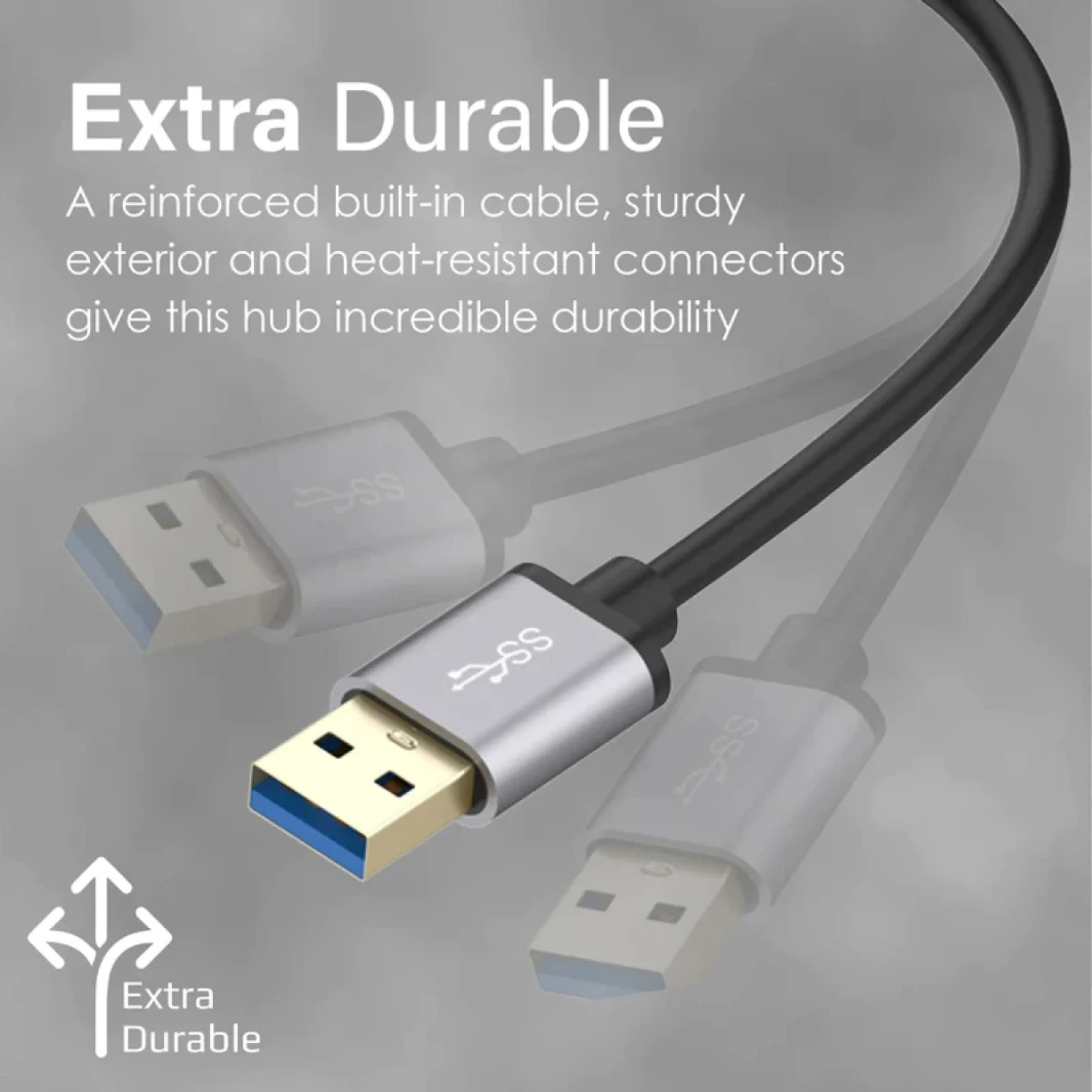 Promate EzHub-7 7 In 1 Aluminium Alloy Powered USB Hub 7 USB 3.0 Ports USB-C Adaptor 5Gbps Transfer Rate Data & Charge