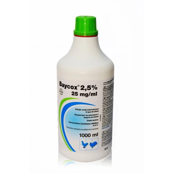 Baycox 2.5% Toltrazuril Oral Solution for Coccidiosis, 1 Liter
