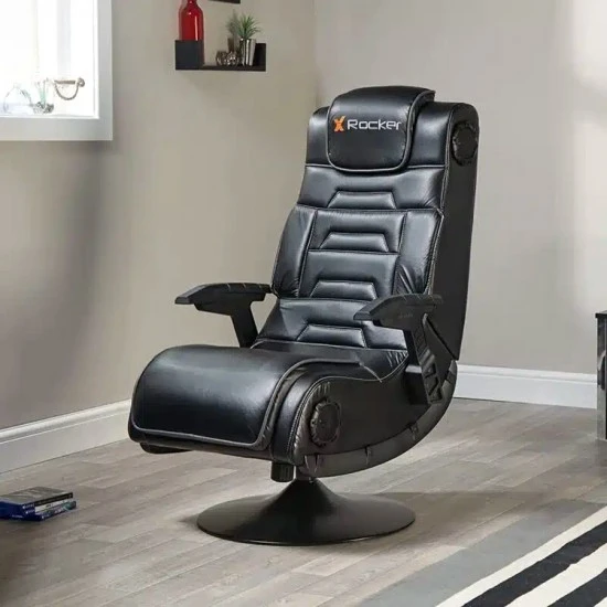 Bluetooth Audio X Rocker Pro Gaming Chair X Rocker Pro Series+ Dual  Vibrating Black Leather Foldable