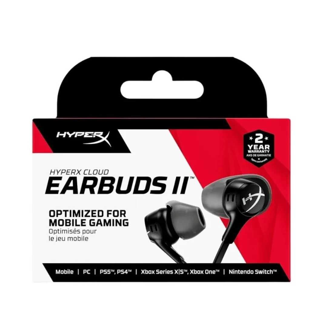 HyperX Cloud Earbuds II Wired 3.5mm Low-profile 90° Plug Gaming Headphones  W/ Built-in Mic & Mobile Multifunction Button For PC, PS5, PS4, XBOX...(black)