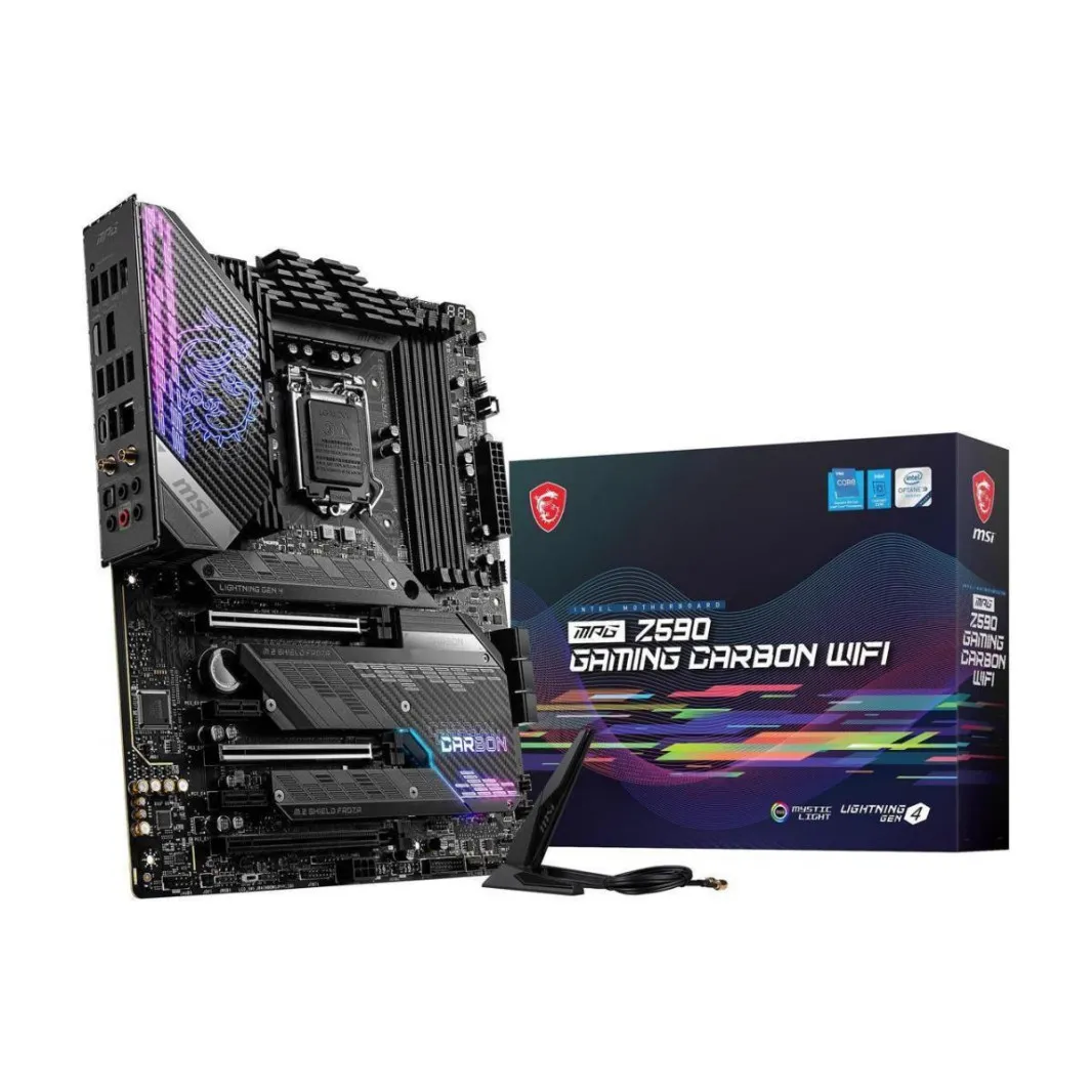 اللوحة الأم للألعاب MSI MPG Z590 GAMING CARBON WIFI LGA 1200 Intel Z590 PCIE 4.0, M.2, SATA 6Gb/s ATX