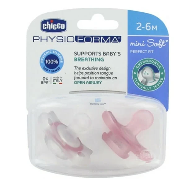 CHICCO MINI SOFT SOOTHER GIRL SILICON 2-6 M 2PCS