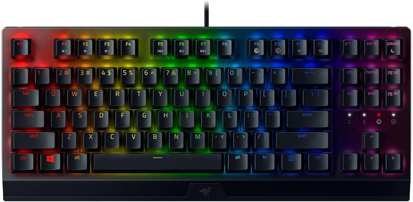 كيبورد العاب ميكانيكي بلاك ويدو V3 بدون كيبورد رقمي مفاتيح ميكانيكية رازار واضاءة كروما RGB وعامل شكل مضغوط ووظائف ماكرو قابلة للبرمجة ومنفذ USB