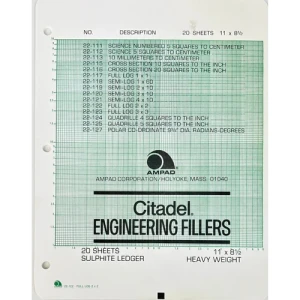 Ampad Citadel Engineering Fillers Full Log 2x2 Sulphite Ledger 8.5" x 11" Heavy Weight Green - 20 Sheets