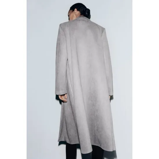 ZARA COAT, FAUX SUEDE COAT, GRAY