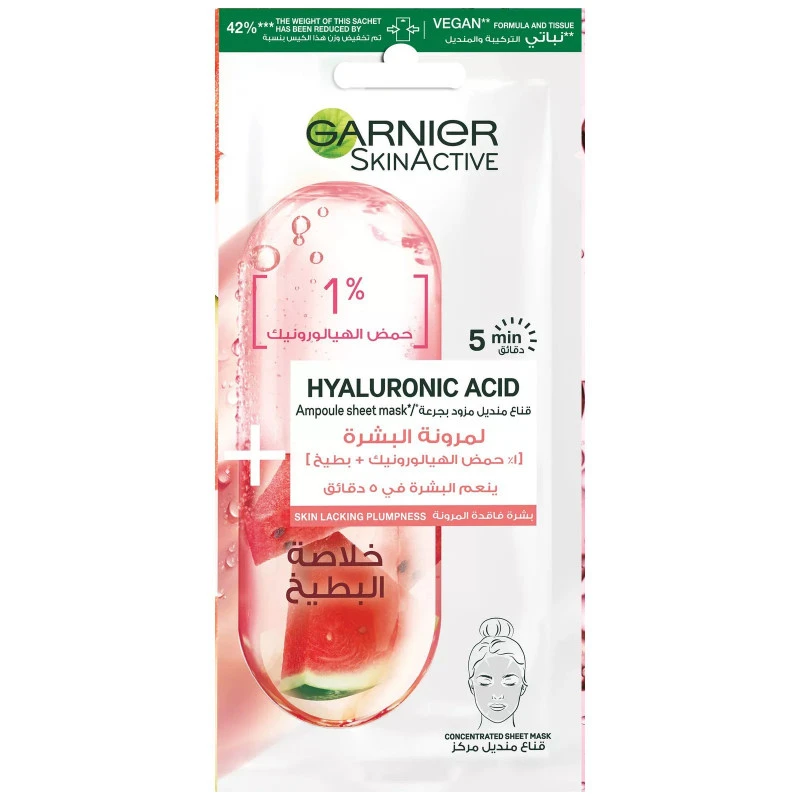 Garnier Skinactive Tissue Mask Ampoule  1% Hyaluronic Acid X Watermelon