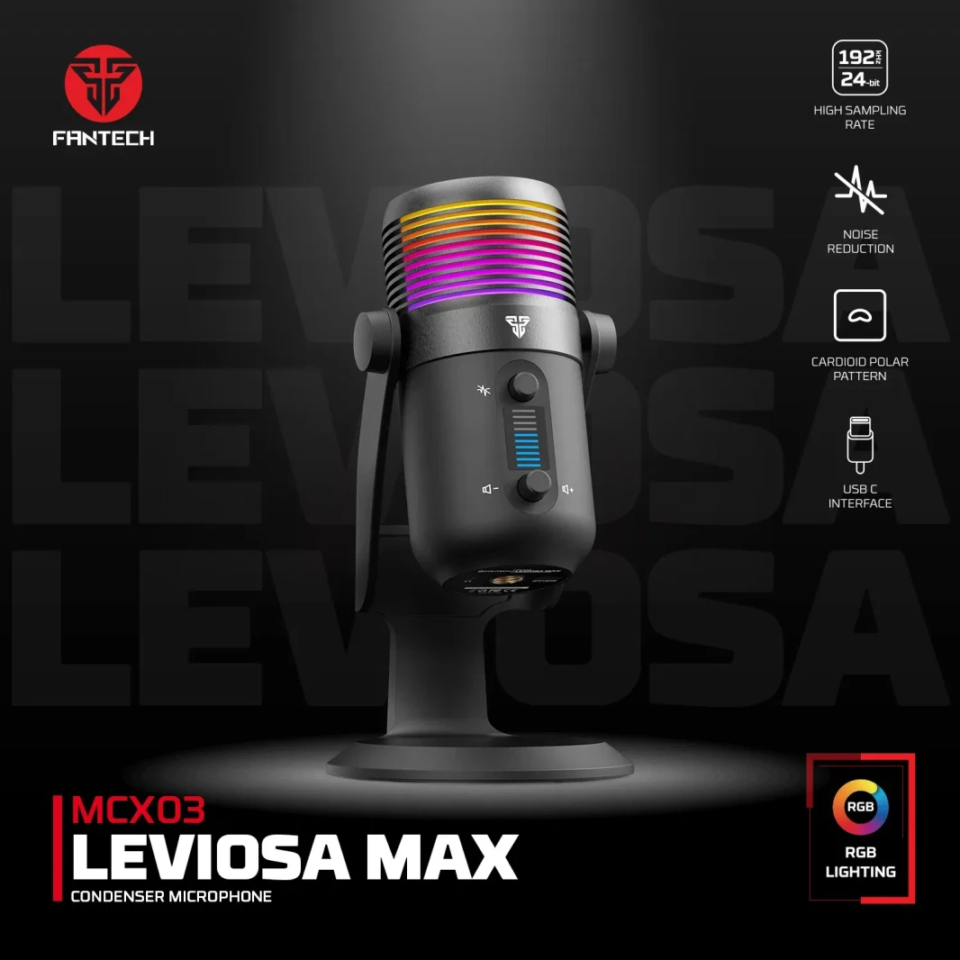 Fantech MCX03 Leviosa Max Condenser Microphone for Streaming with Cardioid Polar Pattern