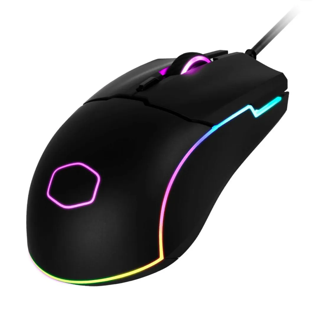 ماوس ألعاب سلكي من Cooler Master CM110 RGB بدقة 6000 نقطة في البوصة بمستشعر بصري للألعاب من الفئة الاحترافية مع زرين جانبيين