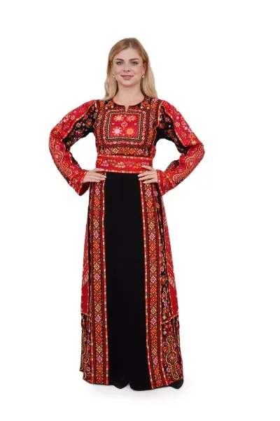 نقشة ثوب جنب ستان اسود و احمر