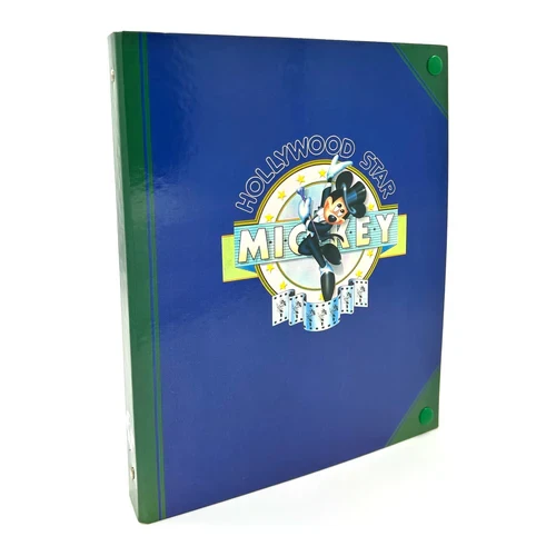 مجلدات مدرسية عتيقة من الورق المقوى المقوى المقوى المقوى بأربع حلقات مقاس 32 × 26 × 4 سم مع ورق مبطن وفواصل - ميكي ماوس