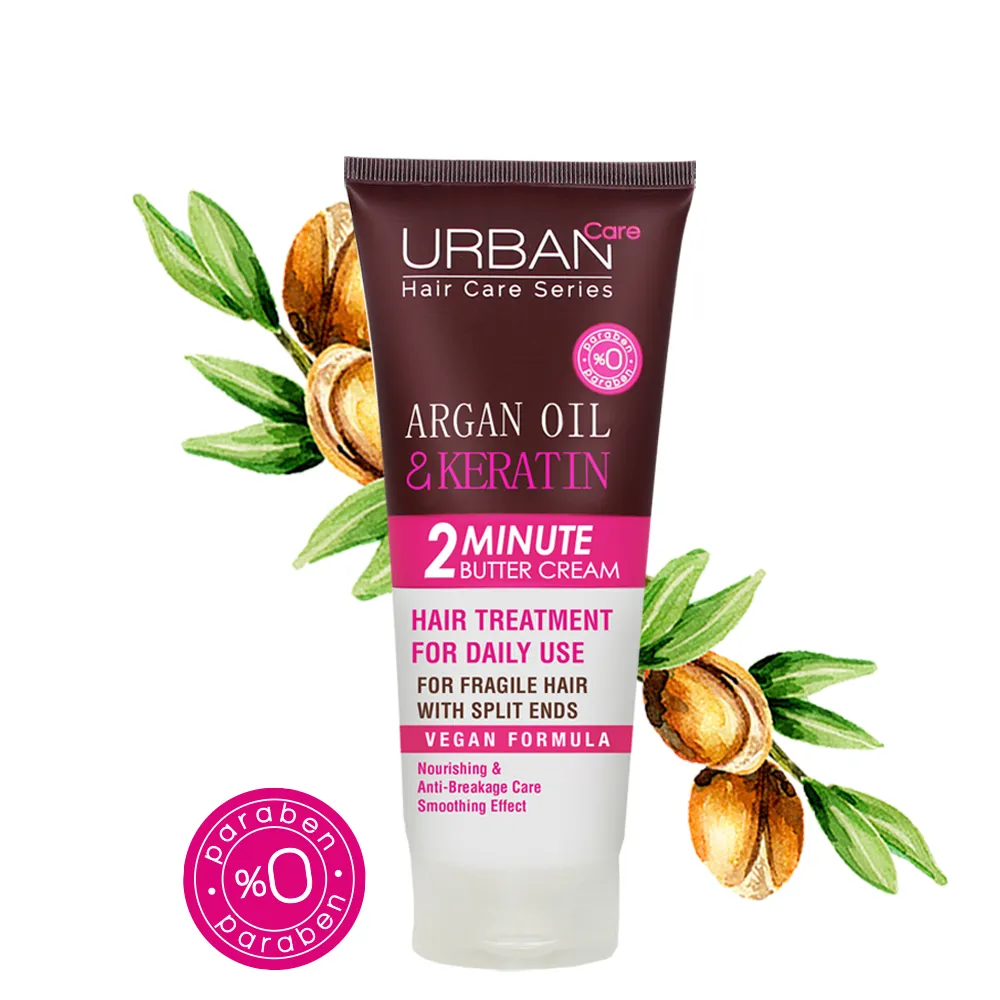 كريم الزبدة للشعر بزيت الأرغان والكيراتين خلال دقيقتين - Urban Care   200 مل