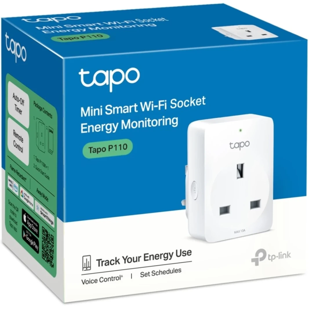 مقبس ذكي من TP-Link Tapo P100 مزود بخاصية Wi-Fi مع مراقبة الطاقة يعمل مع Alexa &oogle Home Max 13A مقبس ذكي لاسلكي لمشاركة الأجهزة، مقبس Alexa - أبيض