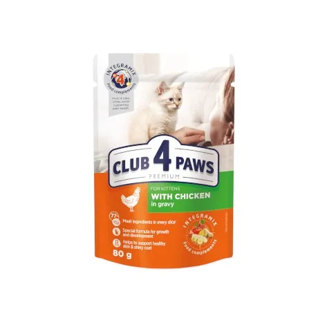 CLUB 4 PAWS PREMIUM
for kittens
WITH CHICKEN IN GRAVY 80 g