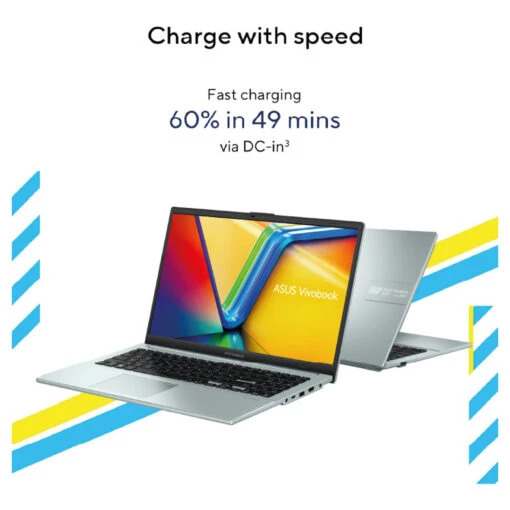 لاب توب ASUS Vivobook Go 15 2024 - انتل كور i3-N305، ذاكرة DDR4 8 جيجا، 512 جيجا SSD، شاشة 15.6 بوصة FHD IPS-Level، أخضر رمادي