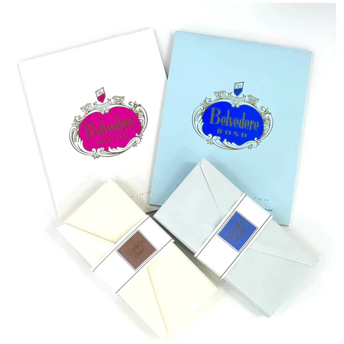 Vintage John Dickinson Belvedere Bond 175x225mm Velvet Writing Paper Pad & Matching Envelopes - Pack of 4