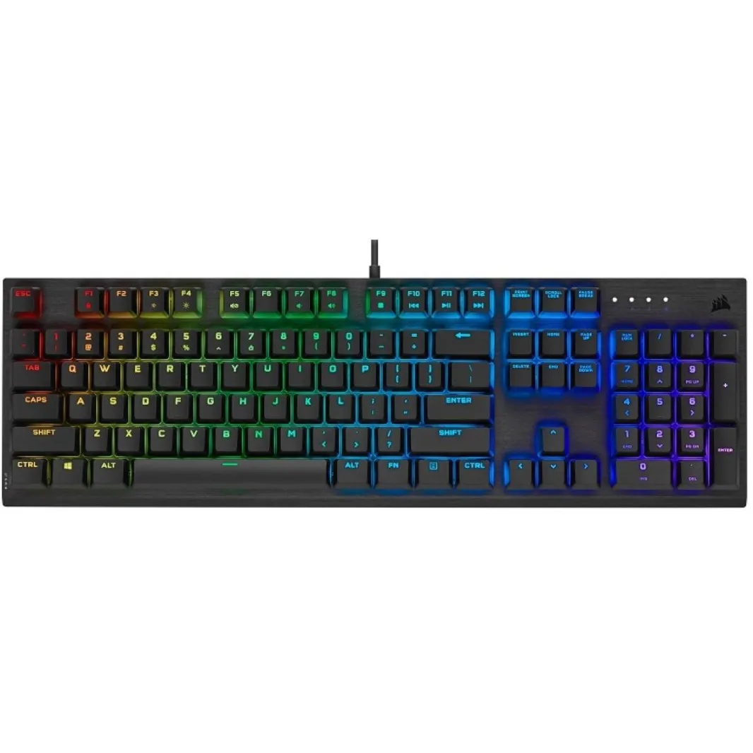 لوحة مفاتيح الألعاب الميكانيكية السلكية باللون الأسود كاملة الحجم من Corsair K60 RGB PRO مع تصميم شفاف وأكثر سطوعًا - CHERRY MV