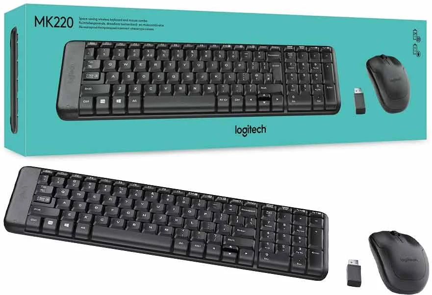 لوجيتك Mk220 لوحة مفاتيح وماوس لاسلكية كومبو أسود