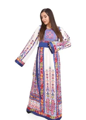 Naksheh Thoub Gabana Off-White Tatrez Blue