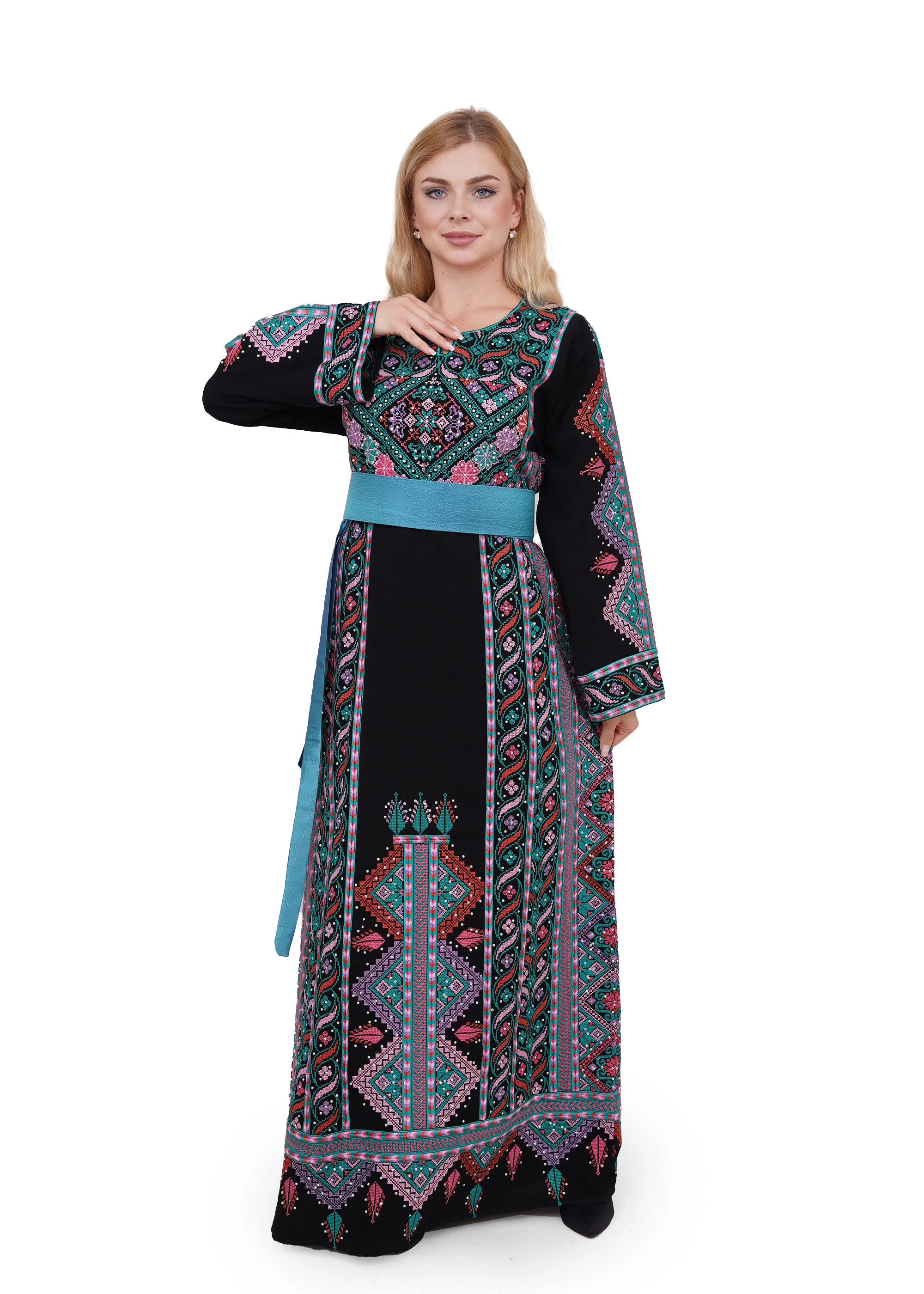 نقشة ثوب لوزة اسود و اخضر