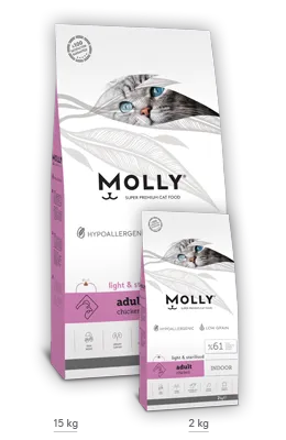 molly INDOOR
Light & Sterilised
Chicken 15 k