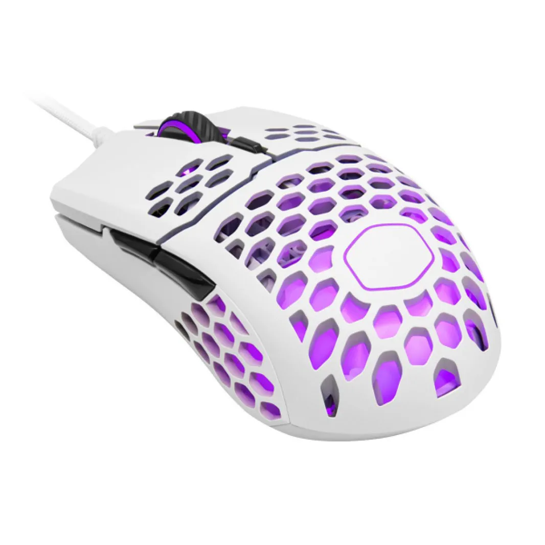 كولر ماستر MM711 لون أبيض مطفي RGB 60G مع ماوس ألعاب خفيف الوزن بدقة 16000 نقطة في البوصة