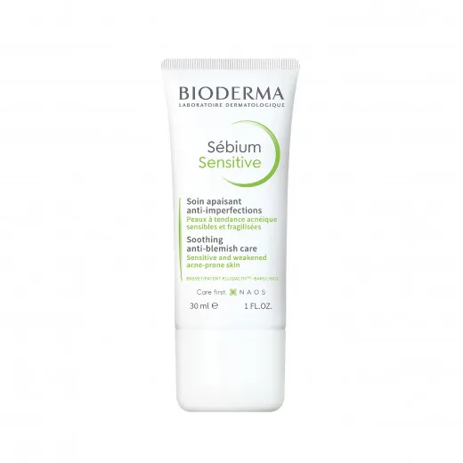 Bioderma Sébium Sensitive Face Moisturizer For Skin Weakend By Acne Medication, 30Ml
