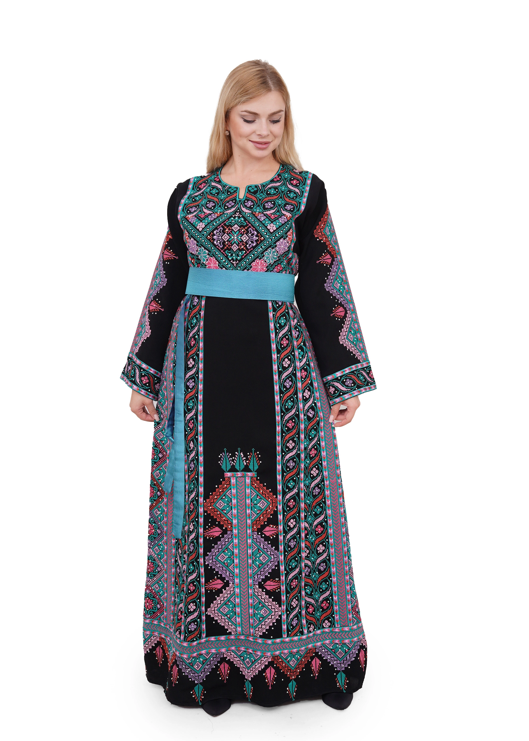 نقشة ثوب لوزة اسود و اخضر