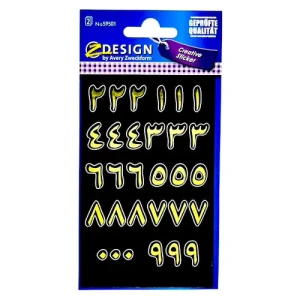 NEW Zweckform 0-9 Arabic Numbers 12mm Labels Gold Numbers on Black - Pack of 60