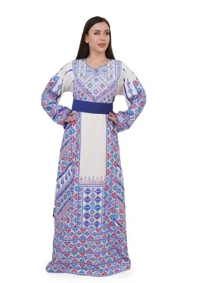 نقشة ثوب سبعات ابيض و ازرق