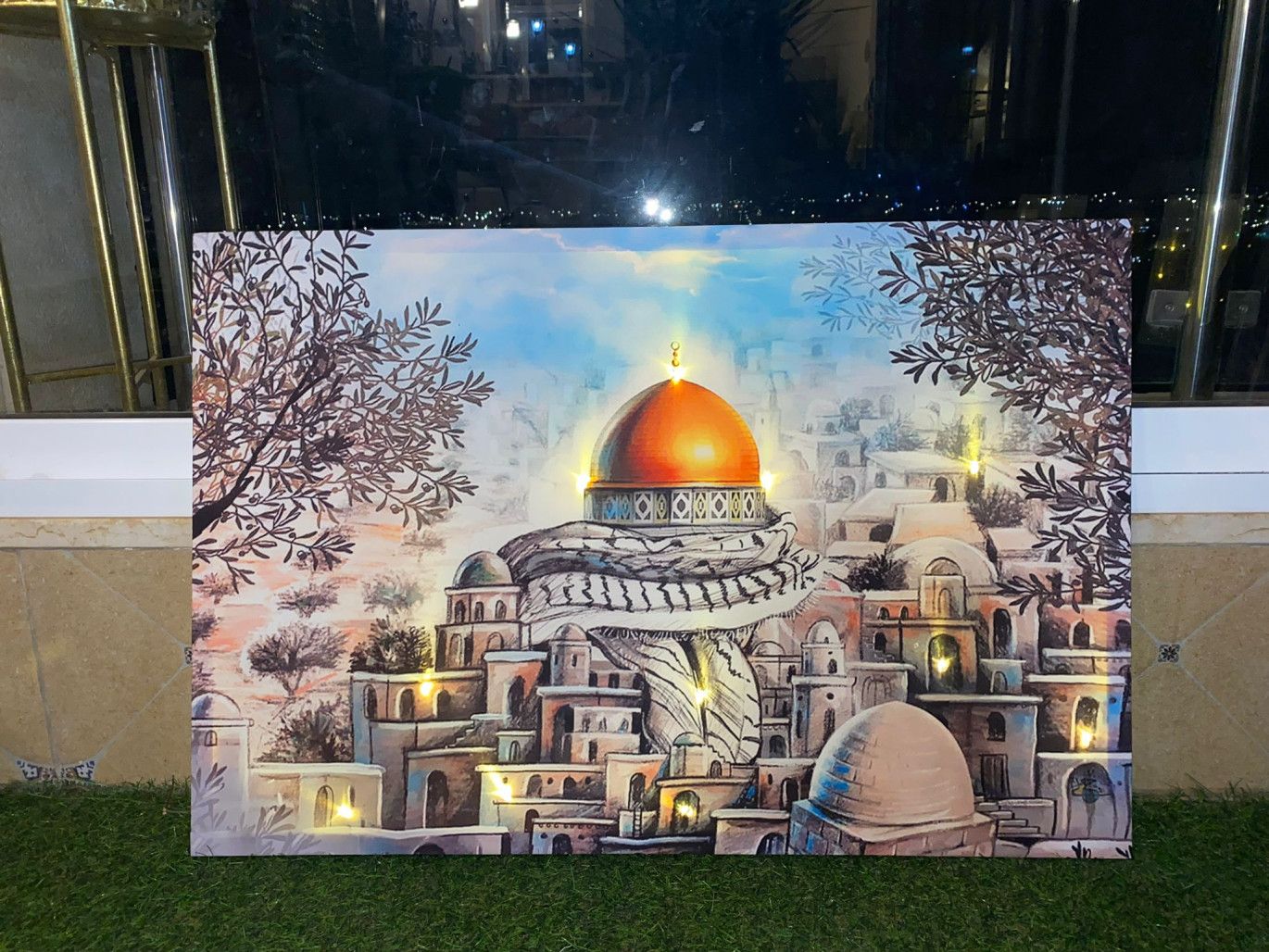 برواز مضيء ( القدس 5 ) مقاس (90*60)