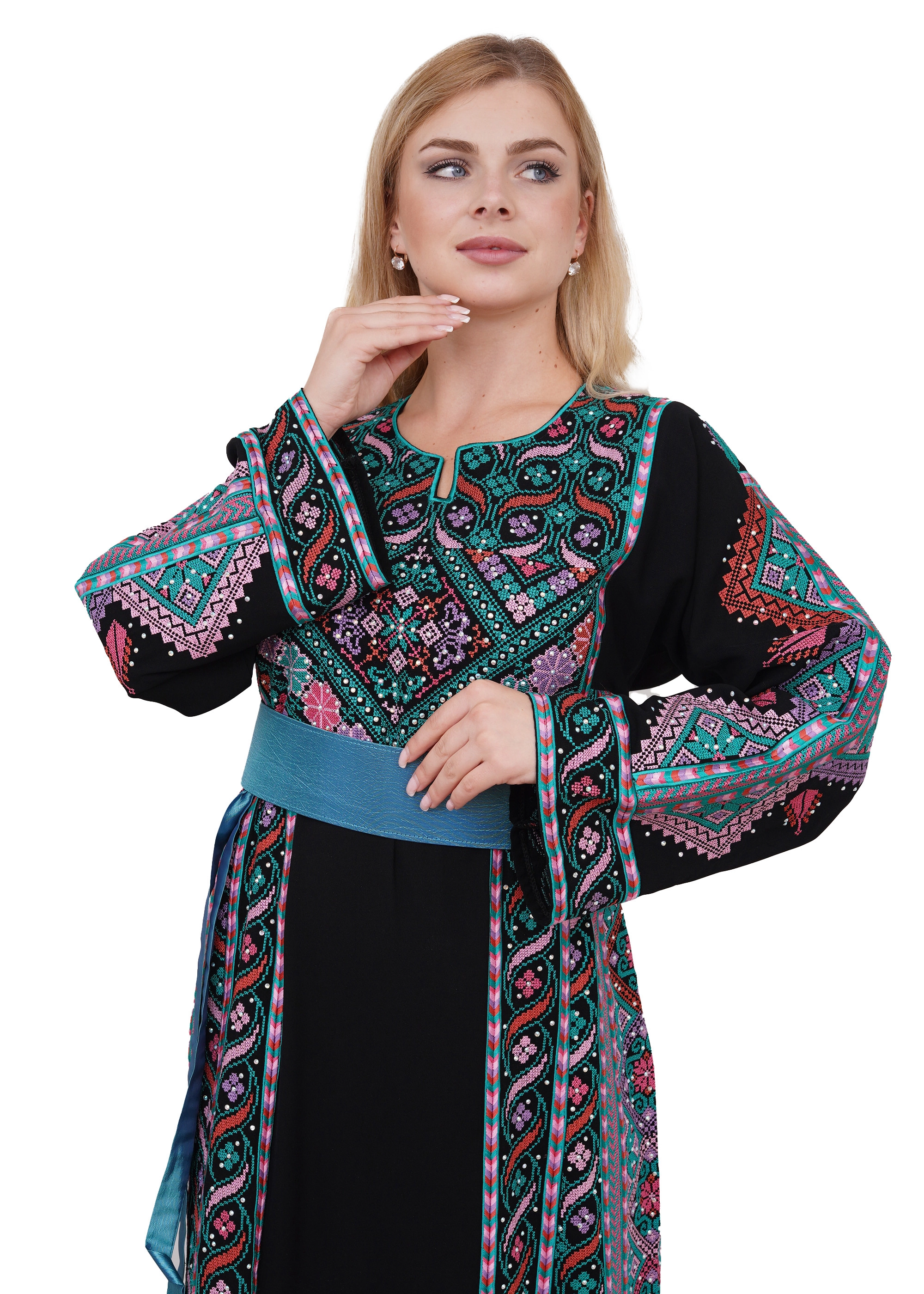 نقشة ثوب لوزة اسود و اخضر