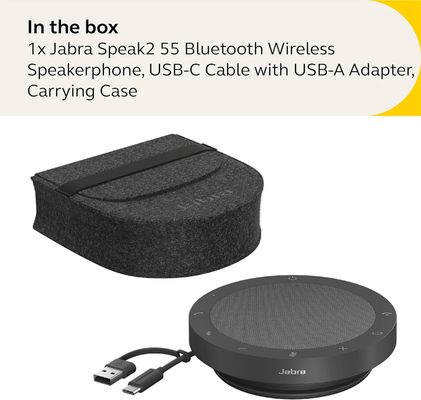 مكبر الصوت البلوتوثي Jabra Speak2 55 اللاسلكي مع 4 ميكروفونات لإلغاء الضوضاء