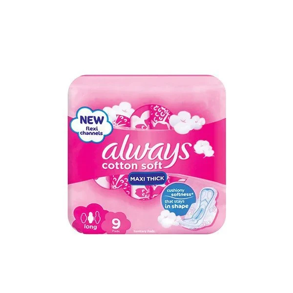 ALWAYS MAXI THICK COTTON SOFT LARGE 9 PADS