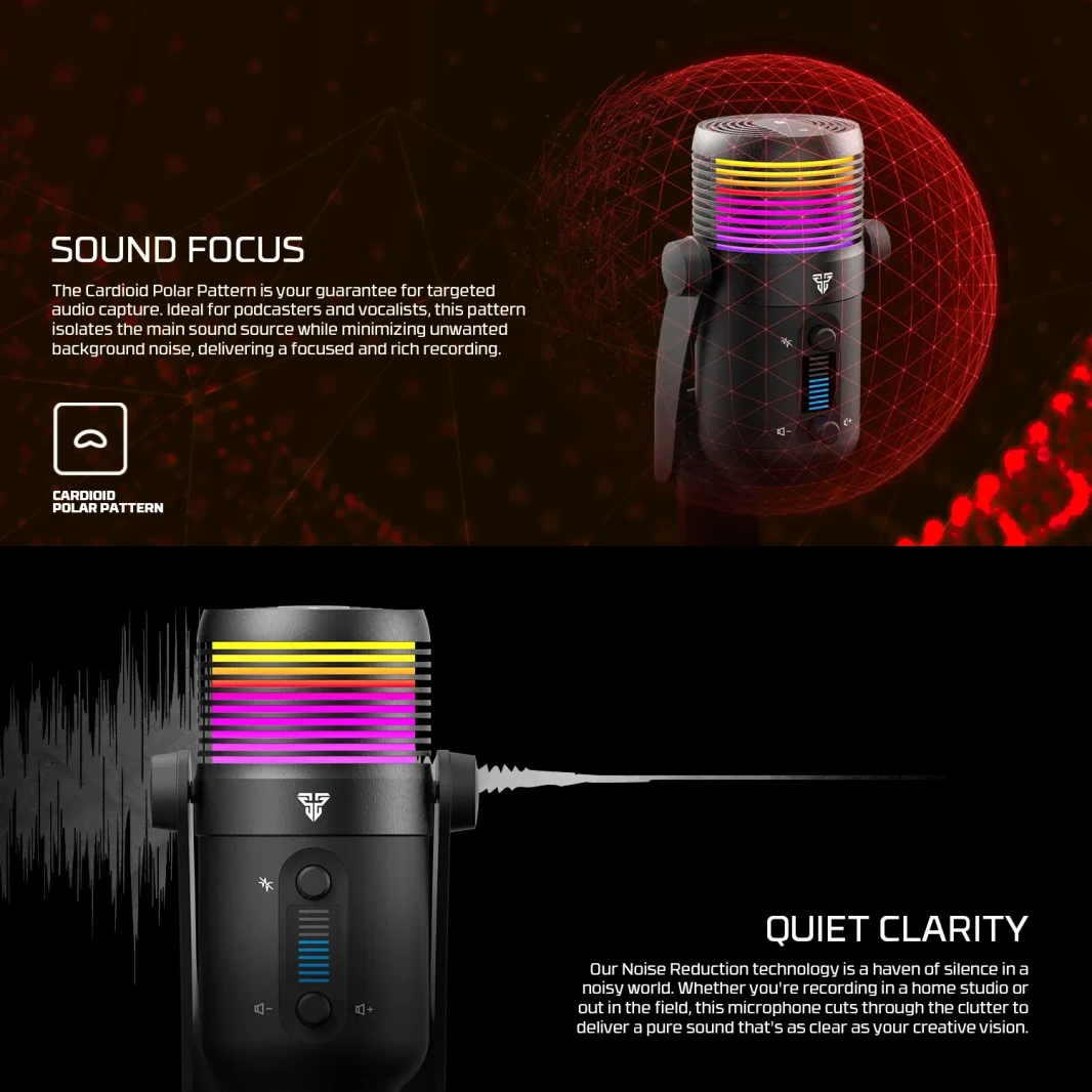 Fantech MCX03 Leviosa Max Condenser Microphone for Streaming with Cardioid Polar Pattern