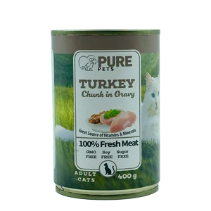 طعام رطب PURE PETS للقطط - بنكهة الديك الرومي 400 جرام