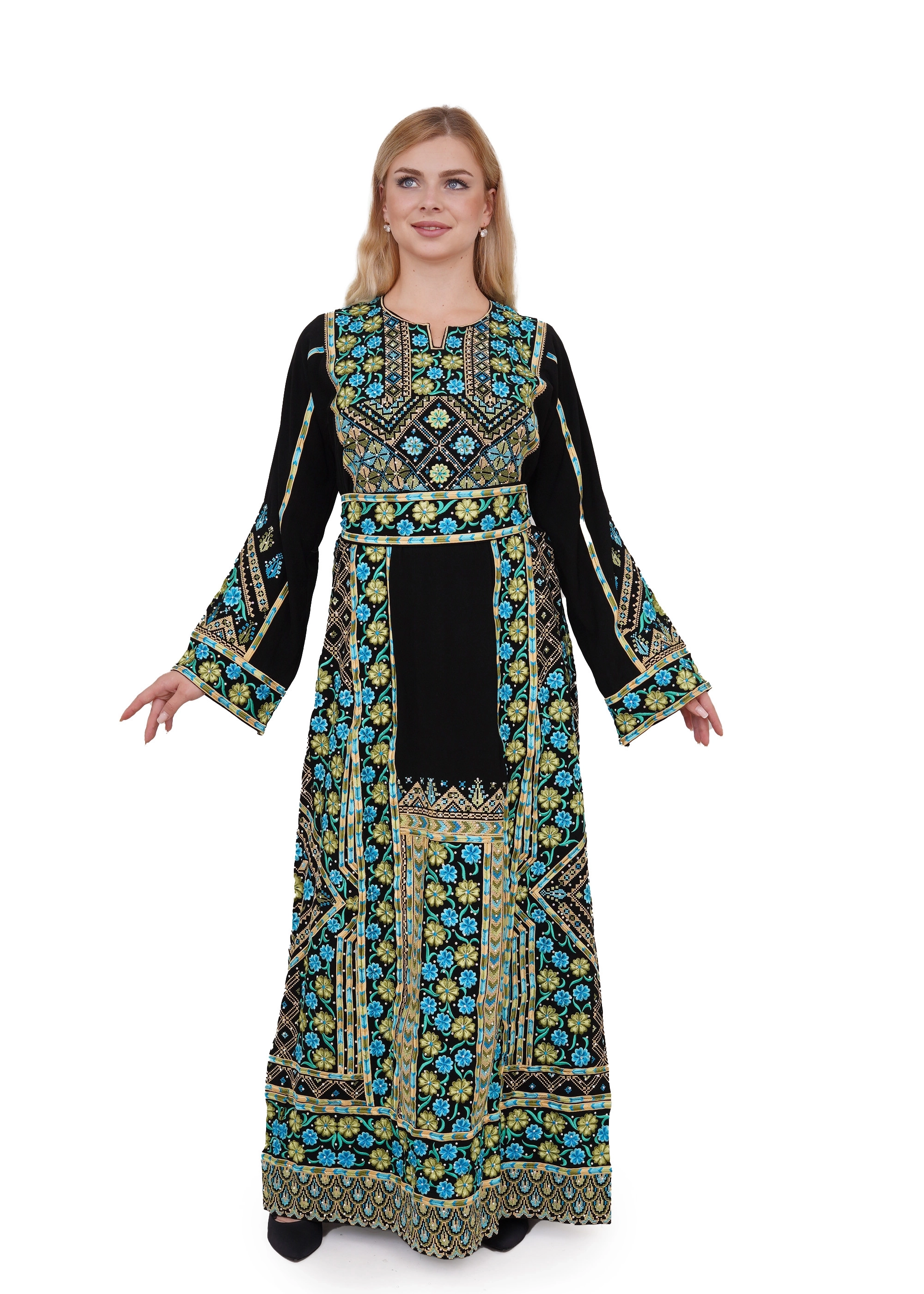 نقشة ثوب طارة اسود وازرق
