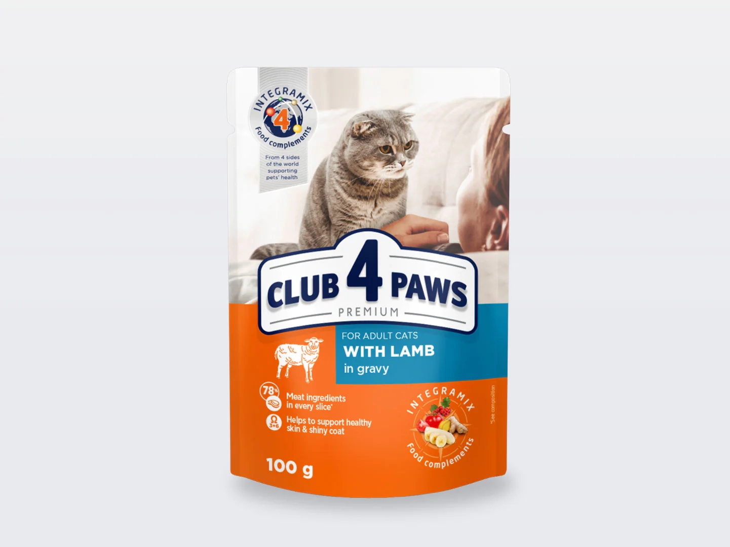 Club 4 paws full-ration canned food for adult cats Premium With lamb in sauce 100g